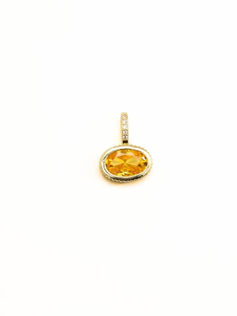 18K Brazilian Gold Filled Oval Yellow Crysta Pendant 19x15mm Waterproof